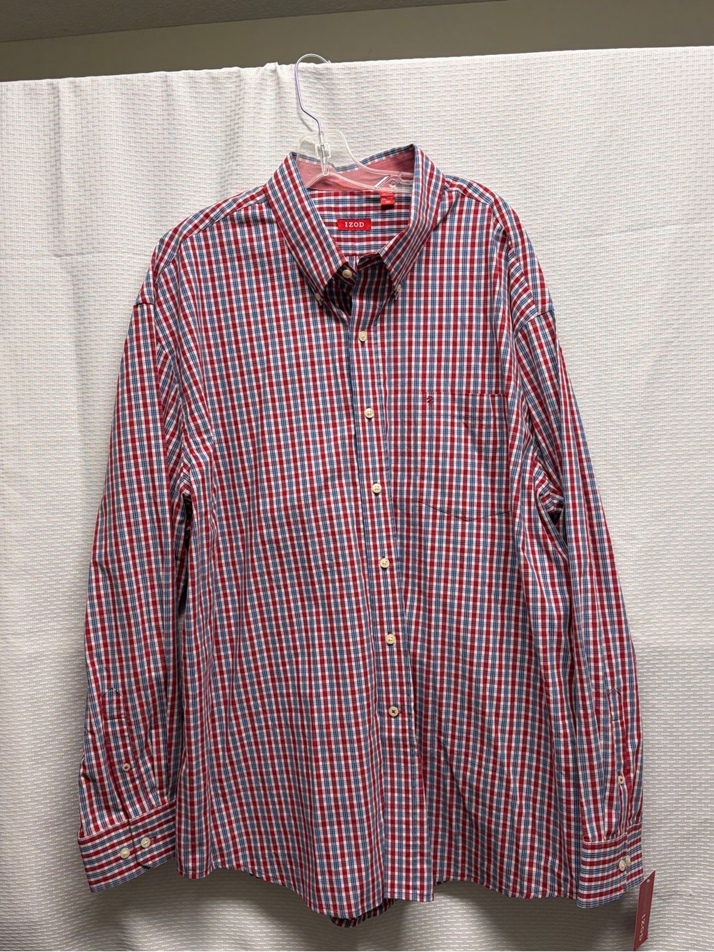 IZOD Red and Blue Checkered Men's Button-Down Shirt